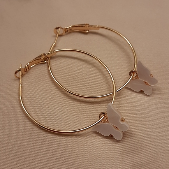 Acrylic Butterfly Hoop Earrings - Picture 9 of 12